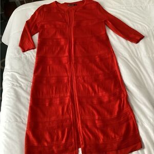 NY & Co L red duster crochet knit, red